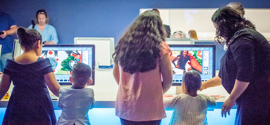 Adults and children make their own animations at the Museum.